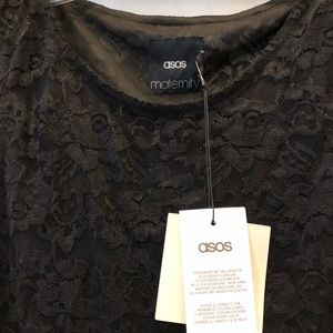 ASOS NWT black lace body con maternity dress